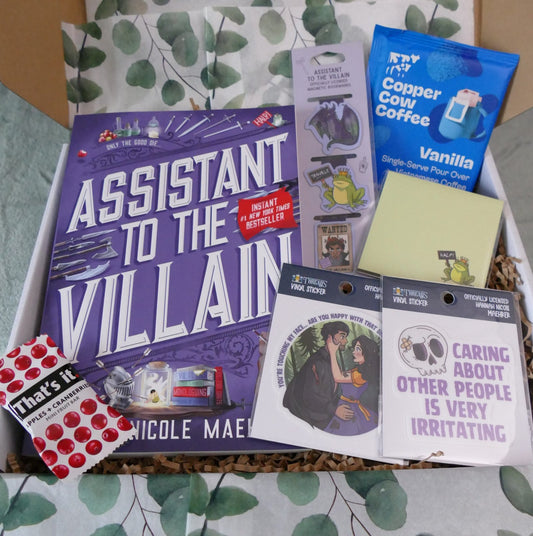 Assistant to the Villain story box packed and ready to gift