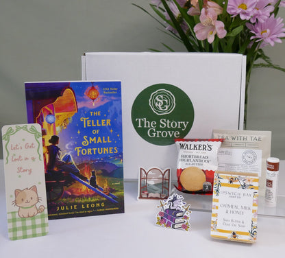 Teller of Small Fortunes story box – flat lay of included items