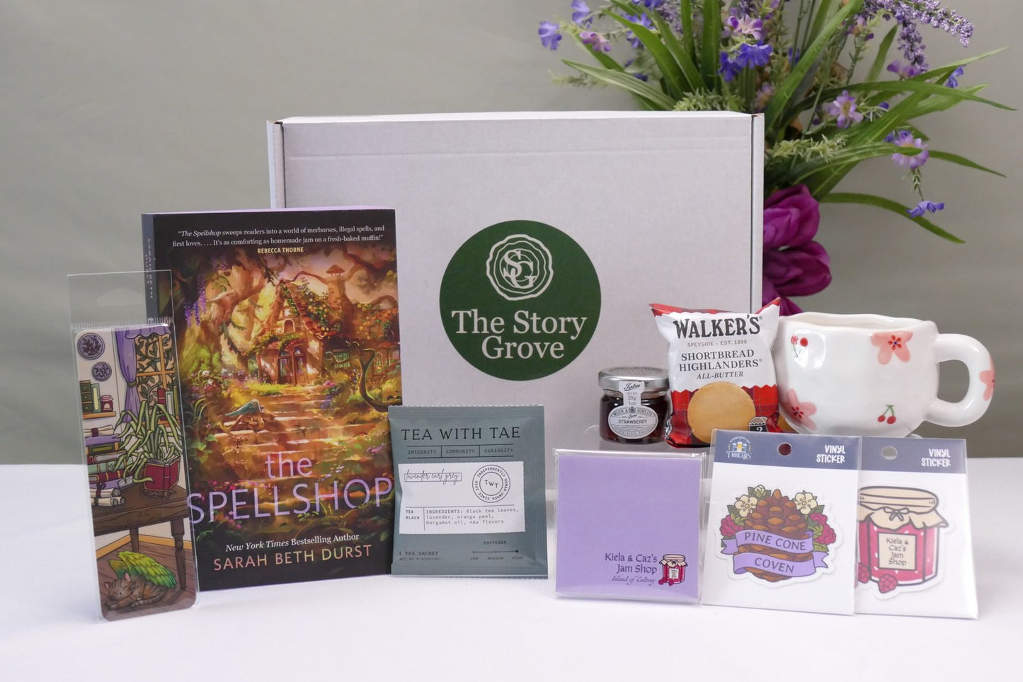 The Spellshop deluxe book box – flat lay of included items