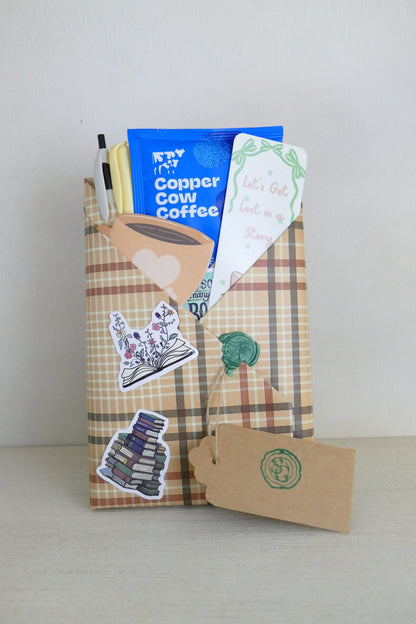 Surprise wrapped book in brown plaid – horror and suspense | The Story Grove