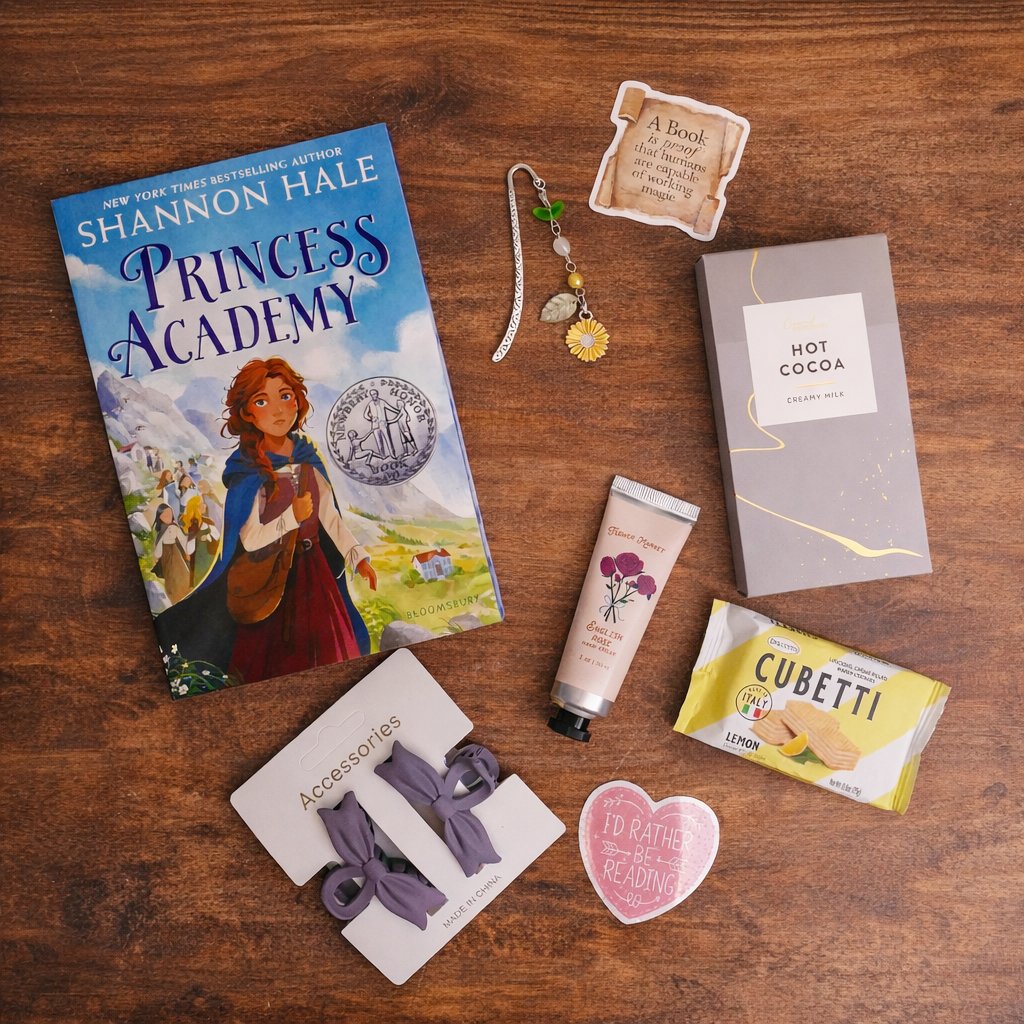 Princess Academy story box – flat lay of included items